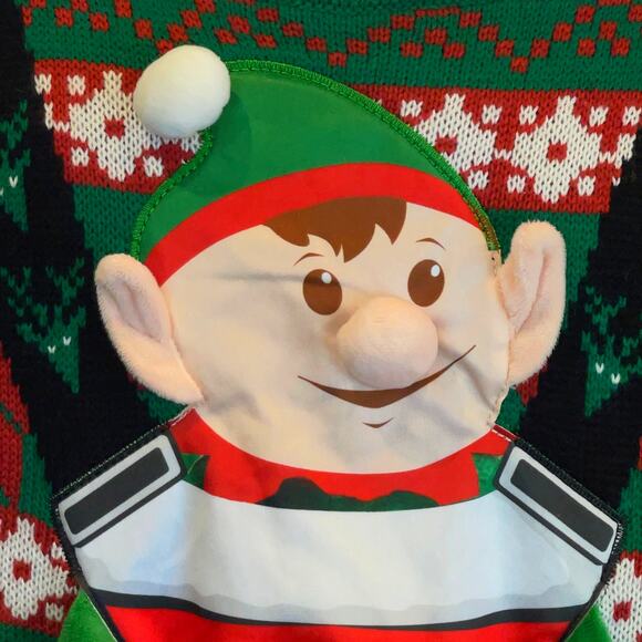 Party Sweater Dec 25th Baby Elf in a Carrier 3D Ugly Christmas Sweater Size 2XL - Picture 2 of 5